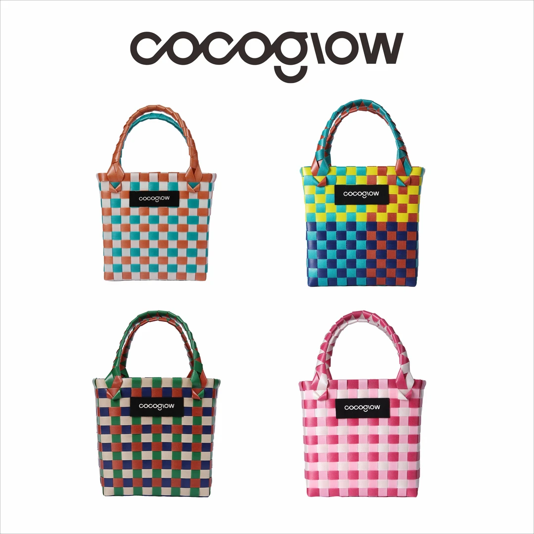 cocoglow女士手提包手工工艺编织菜篮子小号