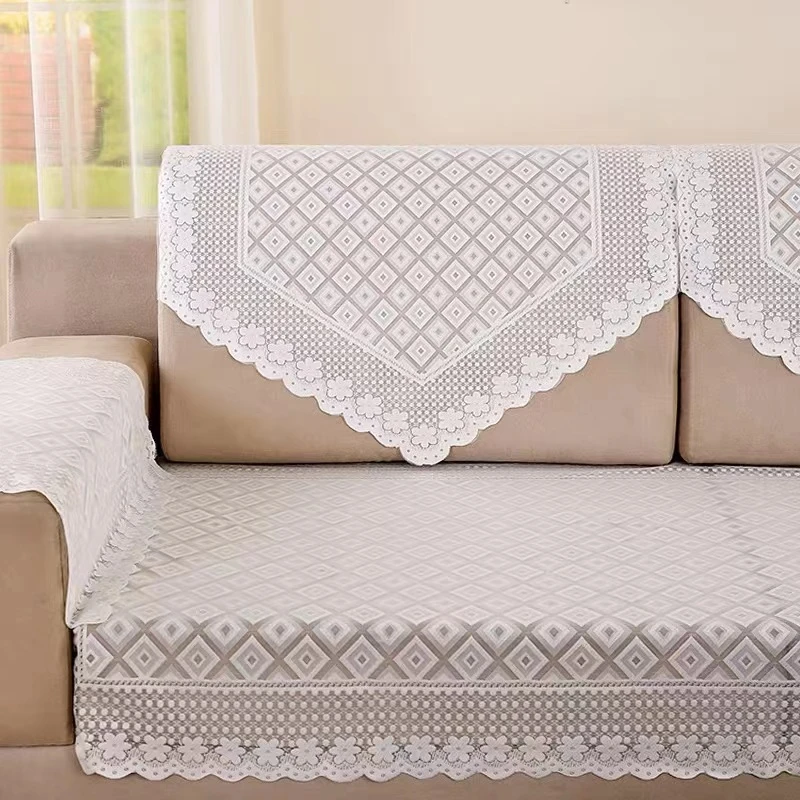 冰丝沙发巾后靠坐背巾电视柜扶手巾台布沙发垫蕾丝三角巾方巾头巾