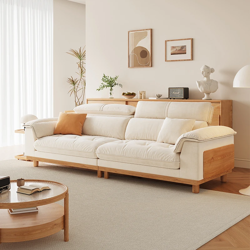 佛山新款日式现代简约原木风主卧布艺沙发客厅小户型实木家具