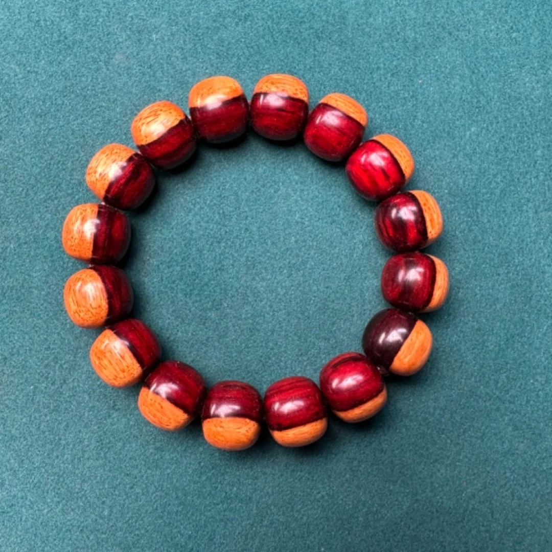 印度小叶紫檀阴阳双色老型13×14老型珠一线天