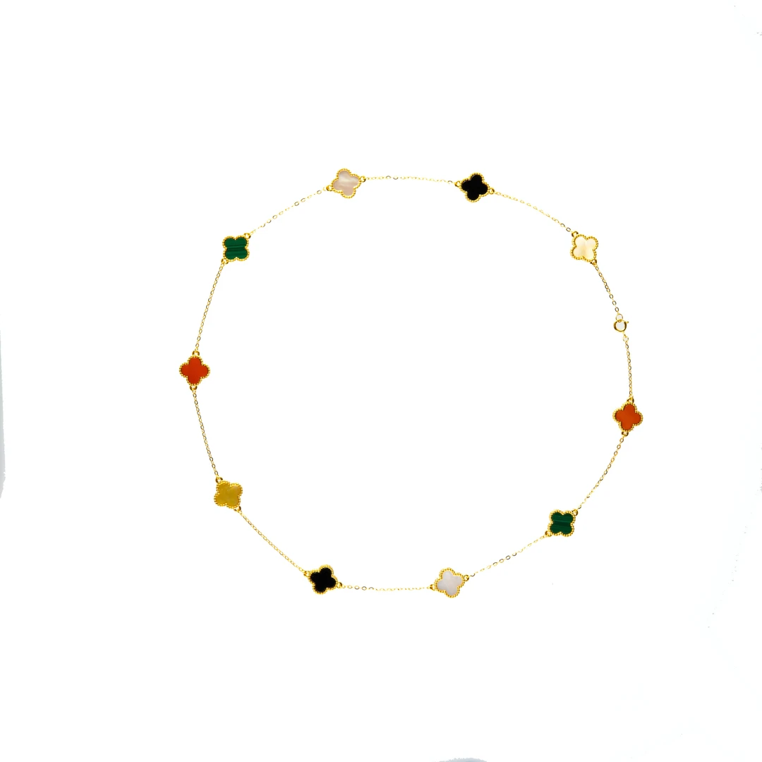 【玉素专属】18k金绿多宝十花项链10mm 典雅多色气质