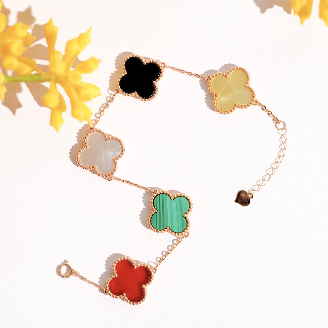 五花 绿多宝手链 15mm 18k金镶嵌 k黄 k枚典雅百搭轻奢气质