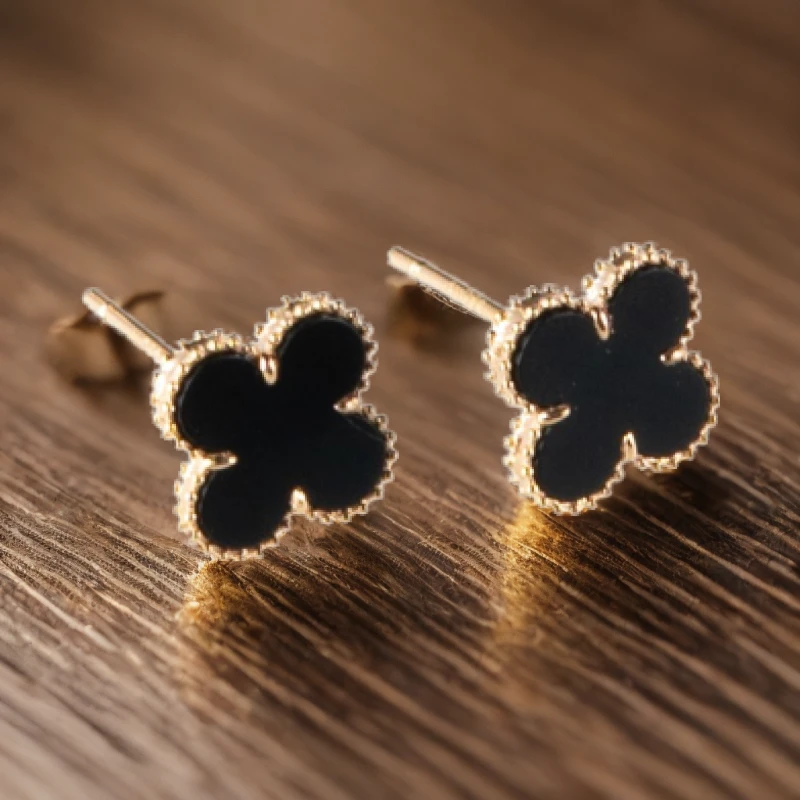 【玉素专属】18k金黑玛瑙耳钉9mm  时尚百搭  气质流行