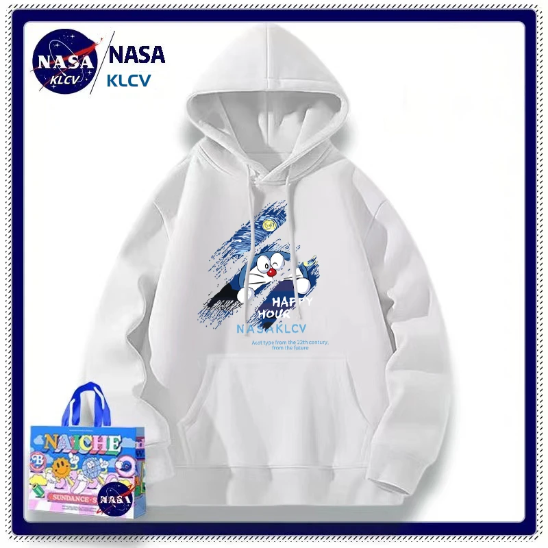 NASA联名春秋连帽卫衣美式潮牌运动情侣印花宽松长袖套头休闲百搭