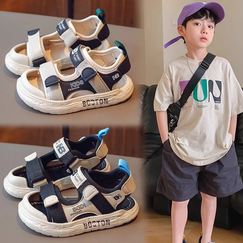 小黄鸭男童凉鞋包头夏季2025女童宝宝鞋沙滩鞋小童男孩软底时尚防