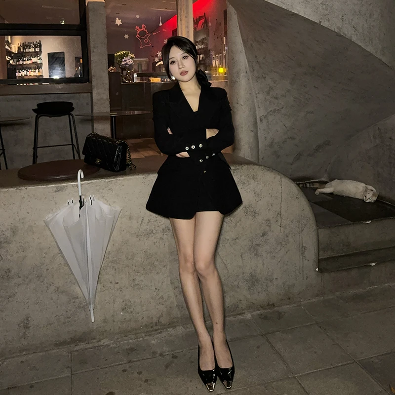 陈江铃小个子自制韩系收腰小西装气质百搭黑西服高级感垂顺外套