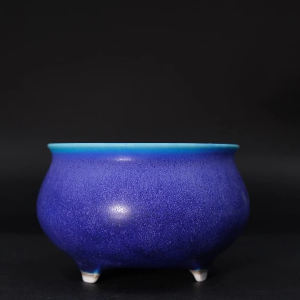 吴遠中未名窑未名款大号主人杯孔雀蓝香炉陶瓷蓝釉家用色釉茶杯