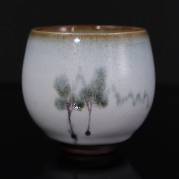 吴遠中未名窑未名款冷香陶瓷大号凝白蛋型杯复古复古家用家用茶杯