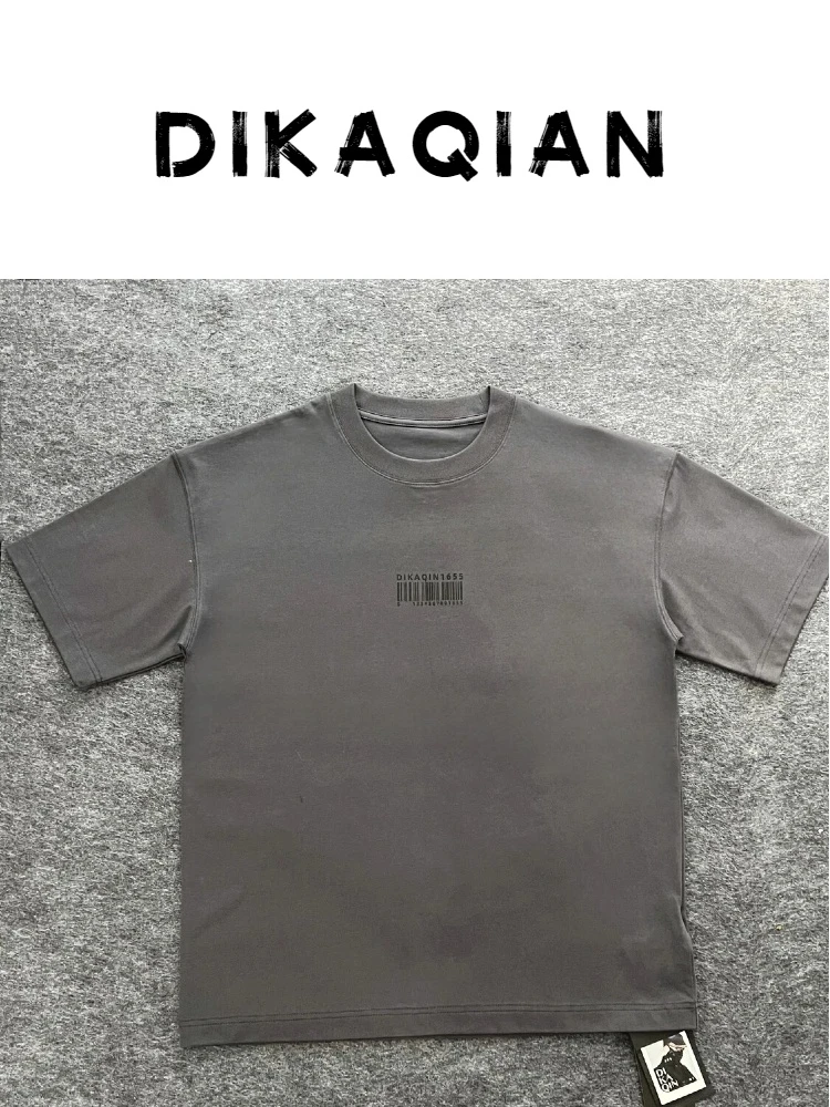【DKQ-13】原创潮牌280克条形码设计男女同款圆领T恤
