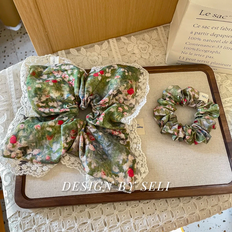 绿野仙踪~布艺油画风原创手作大肠发圈方巾花朵甜美森系发饰发圈