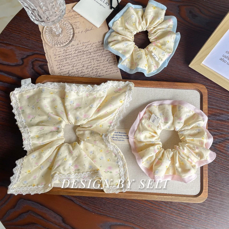 黄油小花~韩版高级感色系布艺简约头绳皮筋发饰