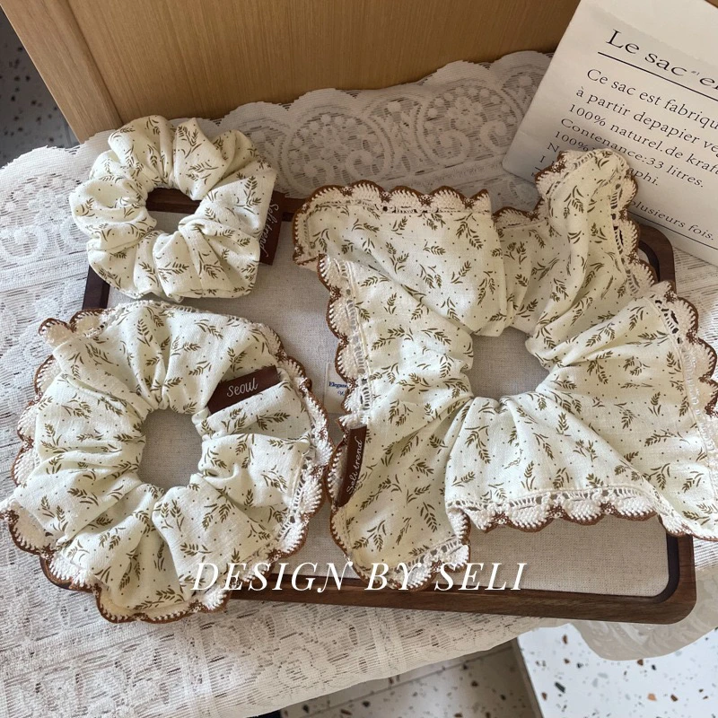 麦穗~秋款新款布艺大肠发圈法式温柔简约碎花方巾原创手作方巾