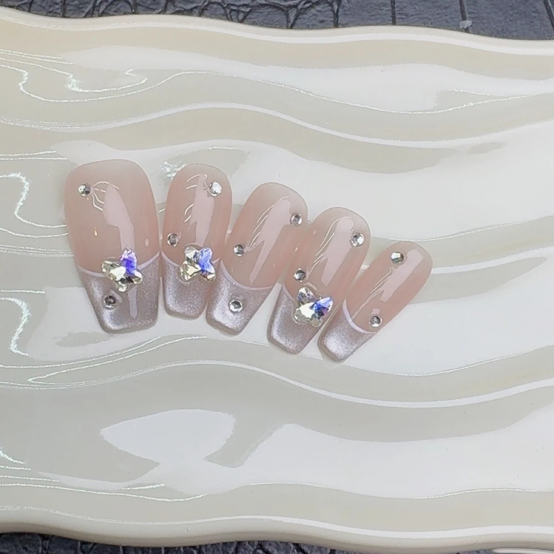 舞蝶纯手工光疗甲可重复使用温柔甜美仙女必备款