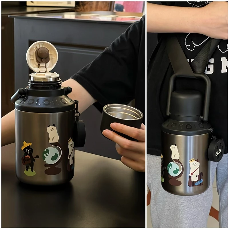 章鱼小姐的杯子保温杯大容量全家桶银粉色（送同款贴纸）