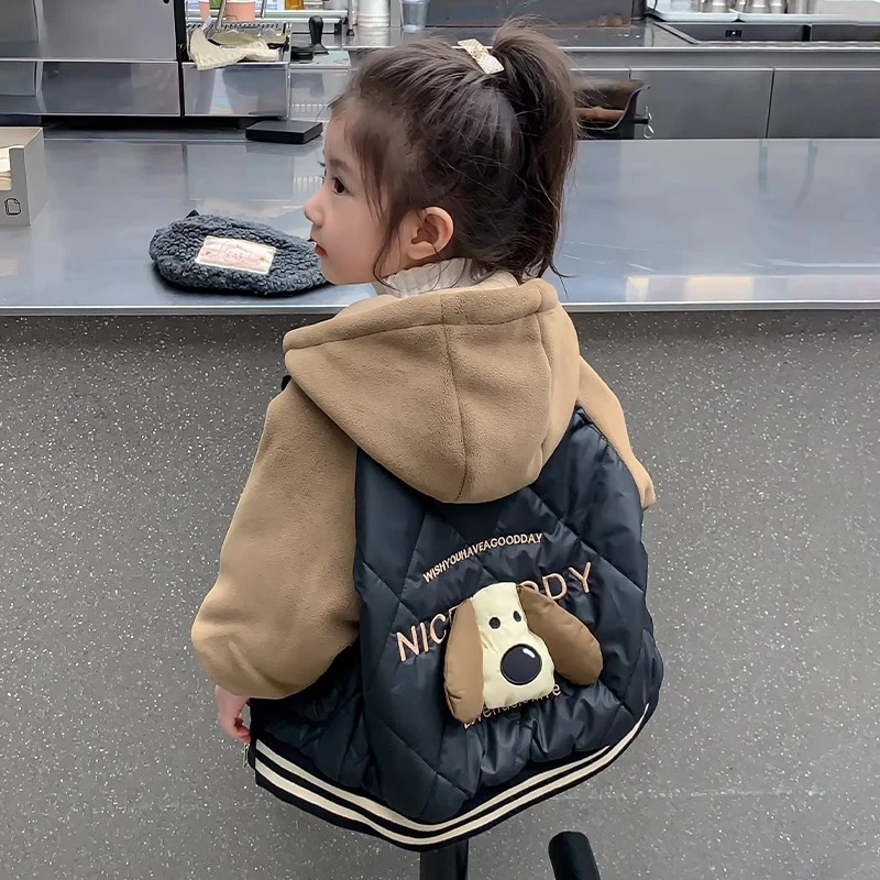 女童秋冬外套2024冬季新款儿童冬装女孩洋气时髦女宝加绒加厚上衣