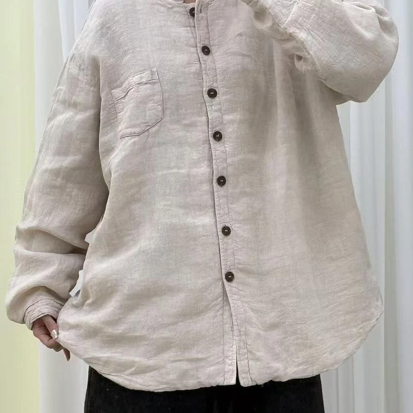 【云目悠悠】秋冬重磅汉麻宽松女士时尚中式棉服-20241135