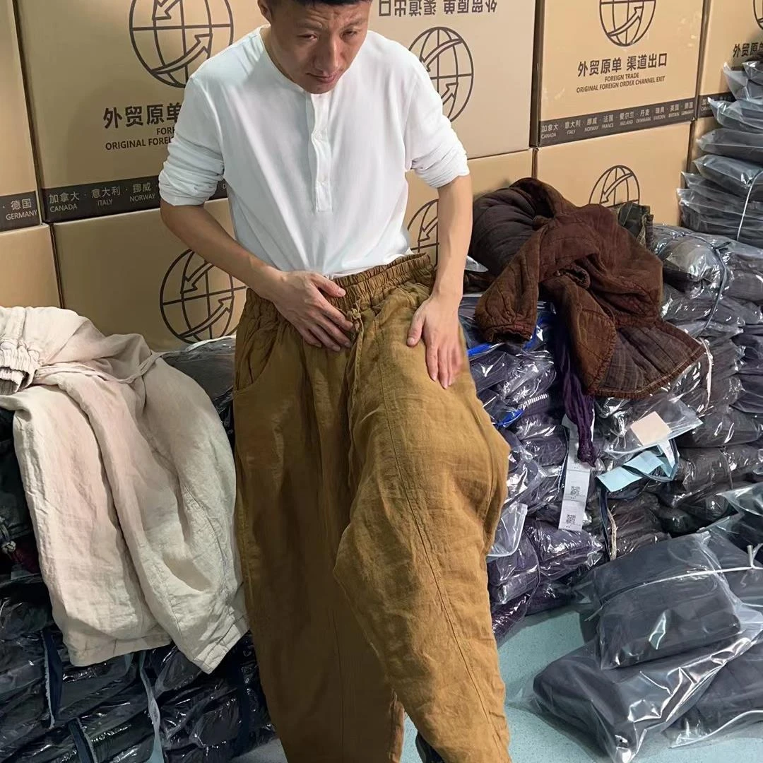 【云目悠悠】秋冬新款女士纯汉麻老爹裤设计棉裤-20241099