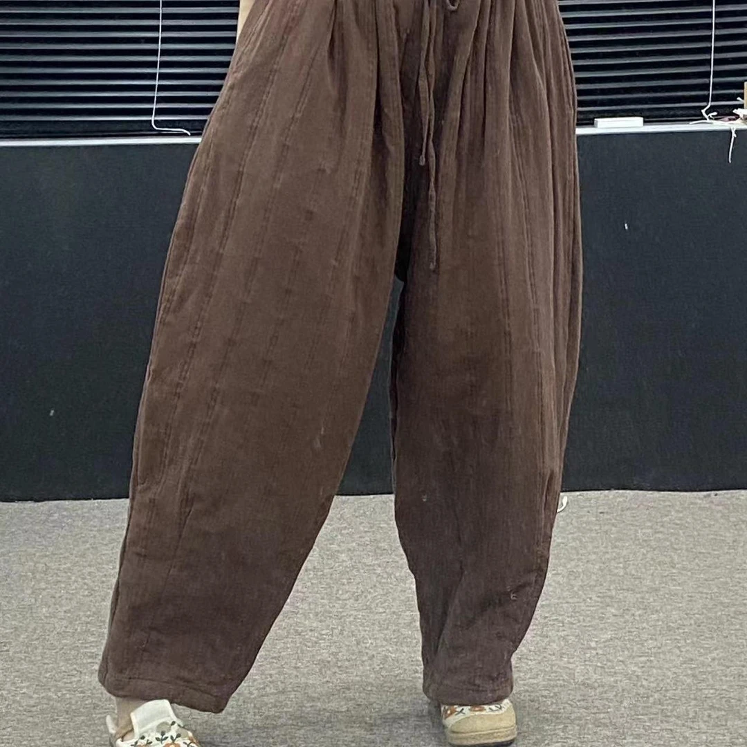 【云目悠悠】秋冬新款女士纯汉麻保暖棉裤老爹裤棉花棉裤-2024929