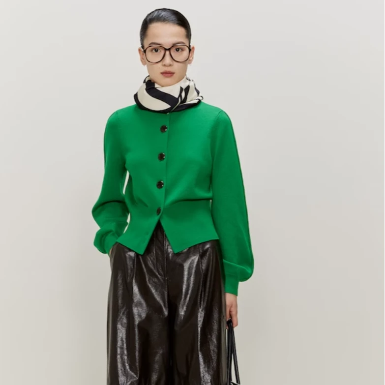 轻奢短款精纺羊毛女装针织毛衣短款气质秋冬百搭时尚3032