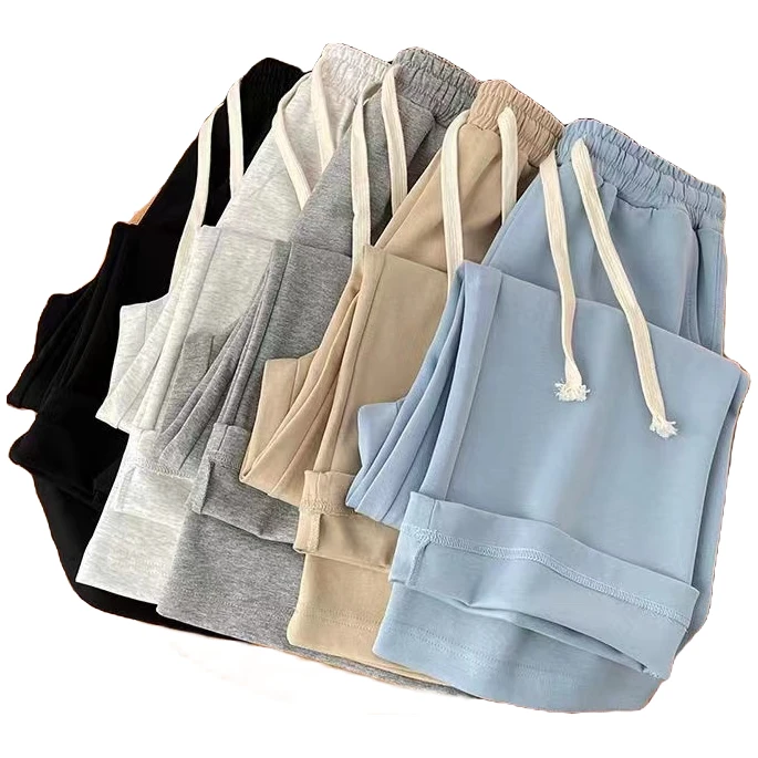 空气棉运动阔腿裤高腰高垂夏季宽松直筒休闲运动裤舒适显瘦时尚女