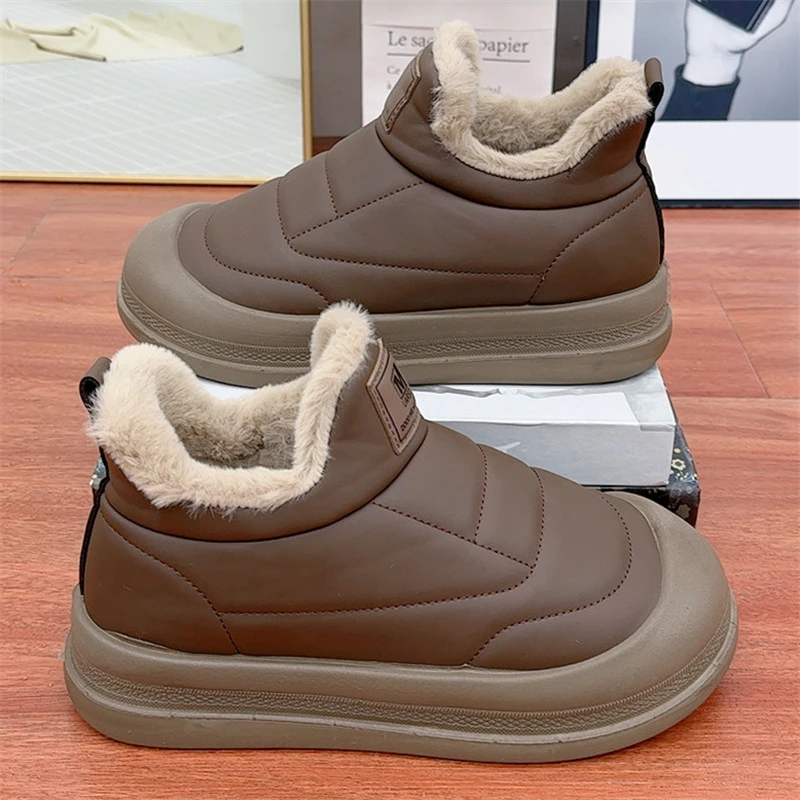 新款棉鞋加绒加厚保暖时尚冬季女鞋一脚蹬平底防滑毛毛鞋软底