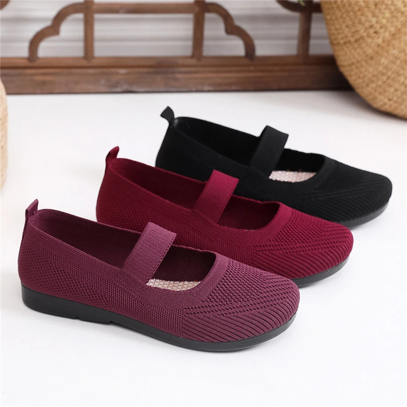 京睿2023年春夏一脚蹬浅口平底女鞋老北京布鞋休闲软底妈妈鞋时尚