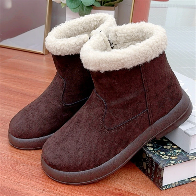 京睿老北京布鞋2024冬季新款加绒加厚保暖女休闲雪地靴百搭毛毛鞋