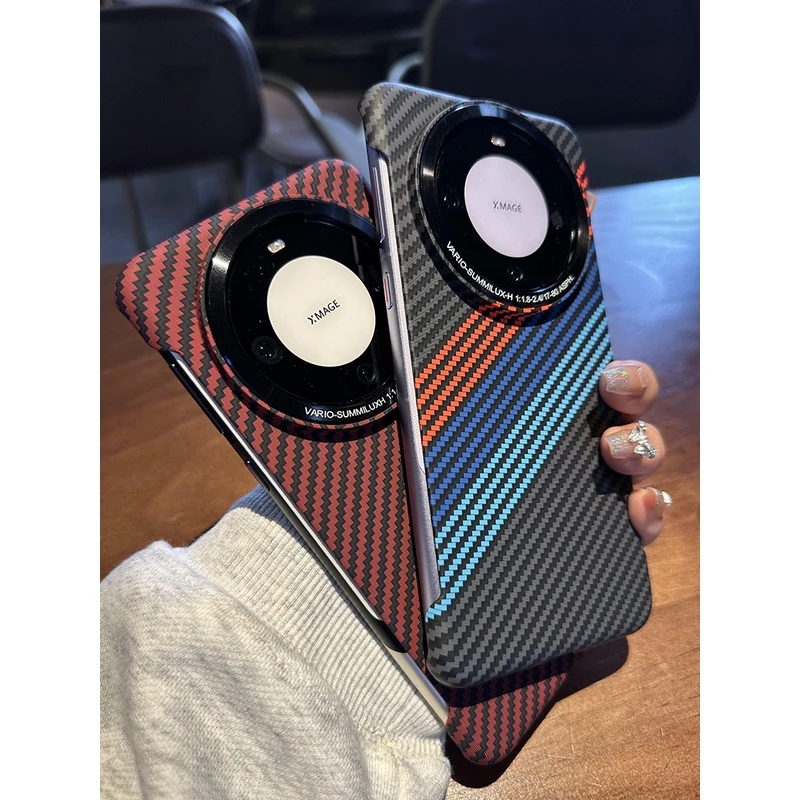 适用华为mate60pro手机壳高级感40pro+碳纤维纹理防摔创意潮牌硬.
