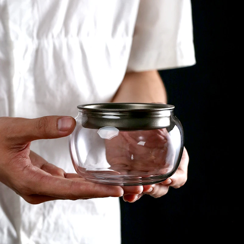 日式简约玻璃建水小茶渣桶水盂茶艺功夫茶具茶道配件壶承茶洗杯洗