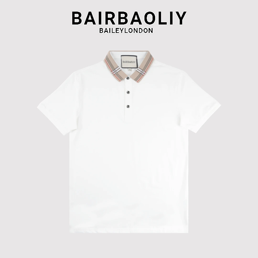 BAIRBAOLIY轻奢高品男士经典翻领条纹时尚修身短袖POLO衫男装夏季