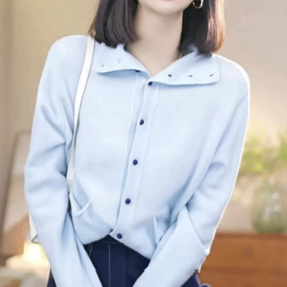 【南法遐想】加厚冬季新款上新正领针织开衫慵懒简约毛衣时尚上衣