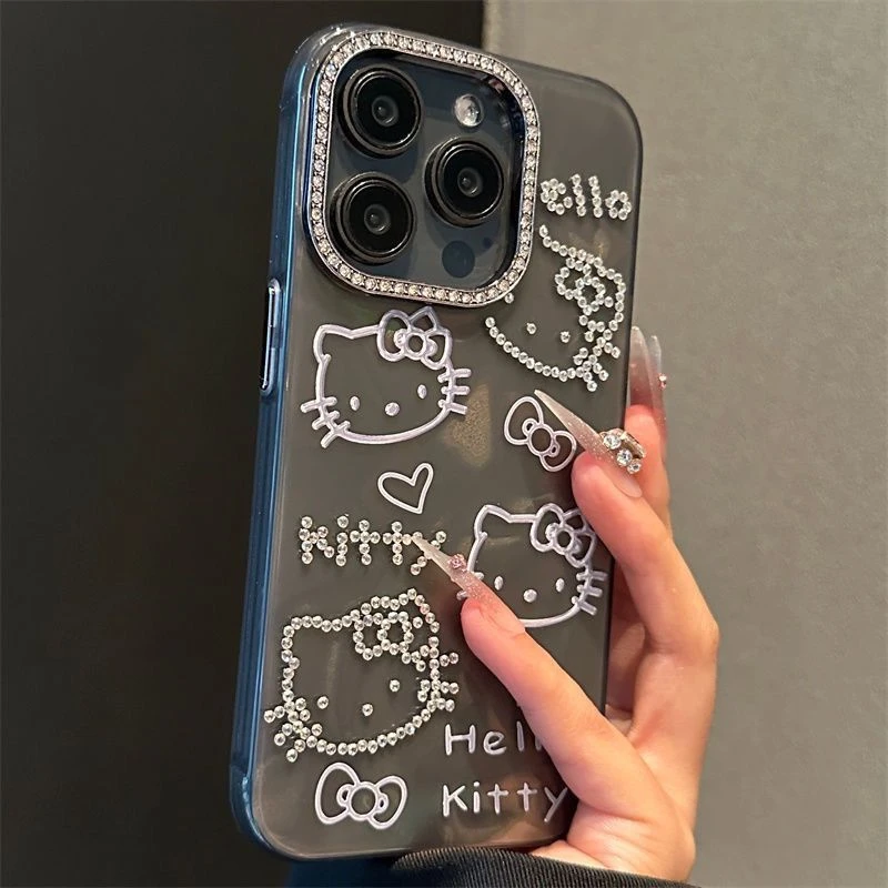 高级感闪钻线条kt适用于苹果15手机壳iPhone15新款14小众13防摔12