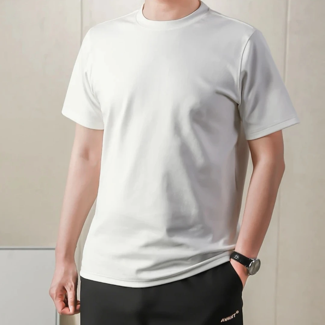 LANGTU-Z【长绒棉】T恤男士运动休闲夏季半袖速干纯色GY2402