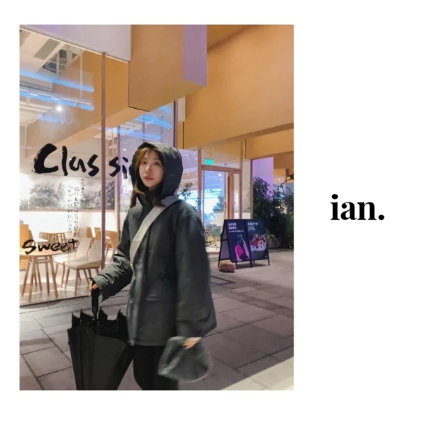 【ian】老友记 冲锋衣长款收腰保暖羽绒服