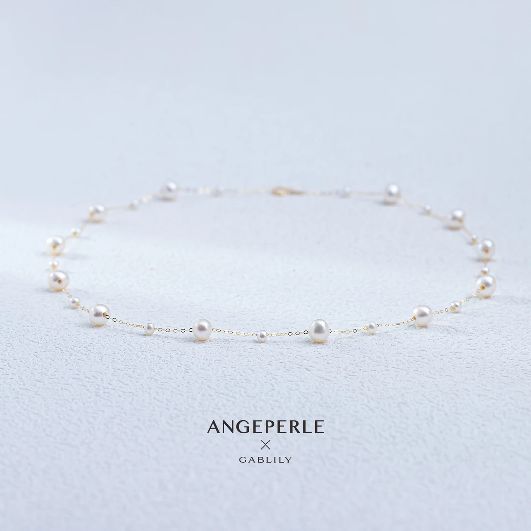 天使之泪淡水珍珠18K金满天星项链经典时尚仙女链25珠【冰月专享】