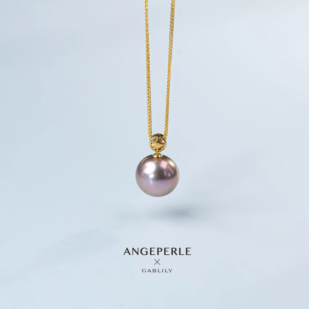 【懂你专属】天使之泪淡水珍珠紫珠吊坠18k金扣头含银镀金链 百搭
