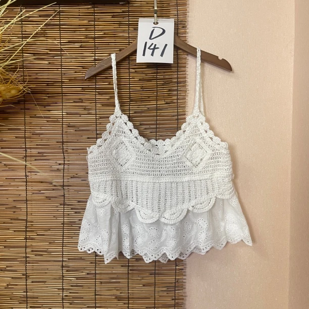 编号D141 花衣部落夏季刺绣镂空百搭短款小众气质拼接吊带