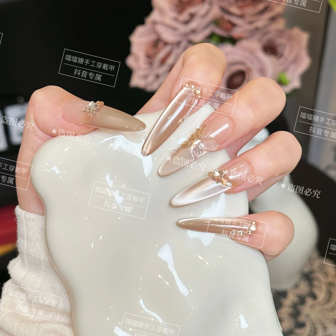 【冰蝶幻月】纯手工穿戴甲猫眼款式应季爆款气质百搭Z5