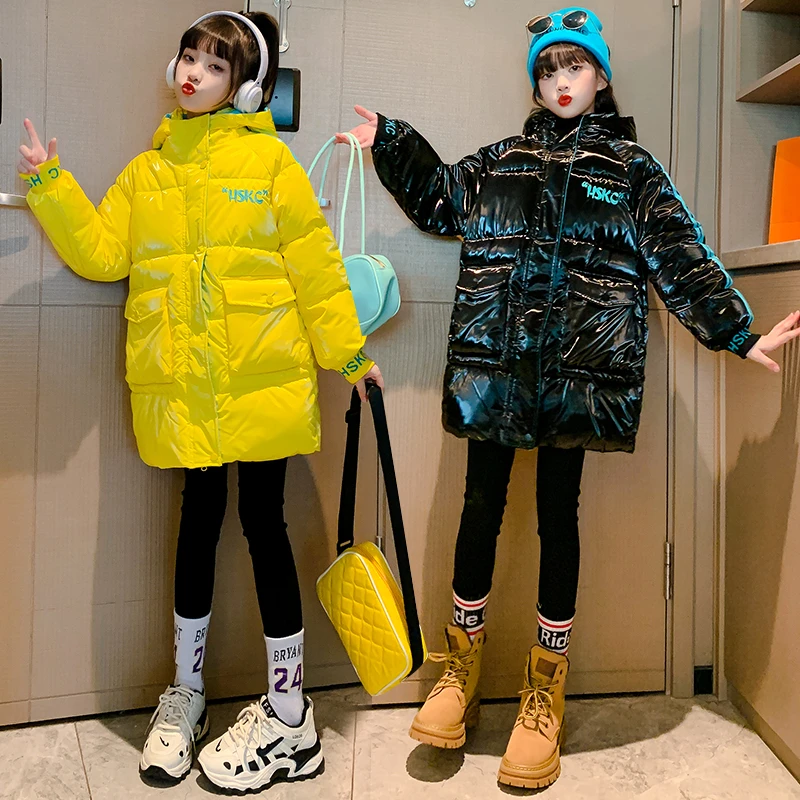 女童棉服冬季新款中大童8-12岁洋气潮加厚保暖中长款免洗棉衣外套