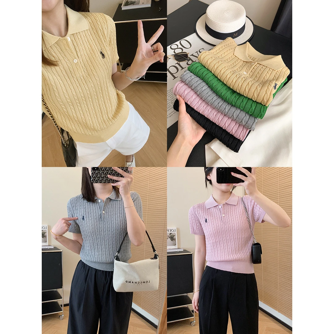 大叮自制【经典polo衫】超滑莱赛尔麻花刺绣针织短袖T恤！S5003