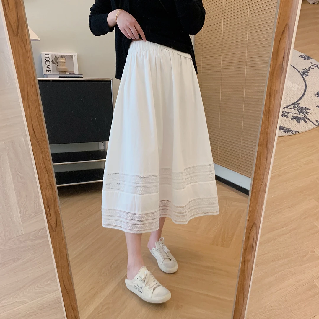 大叮自制清仓！【法式小白裙】重工镂空花边蕾丝拼接A字半身裙！Q554
