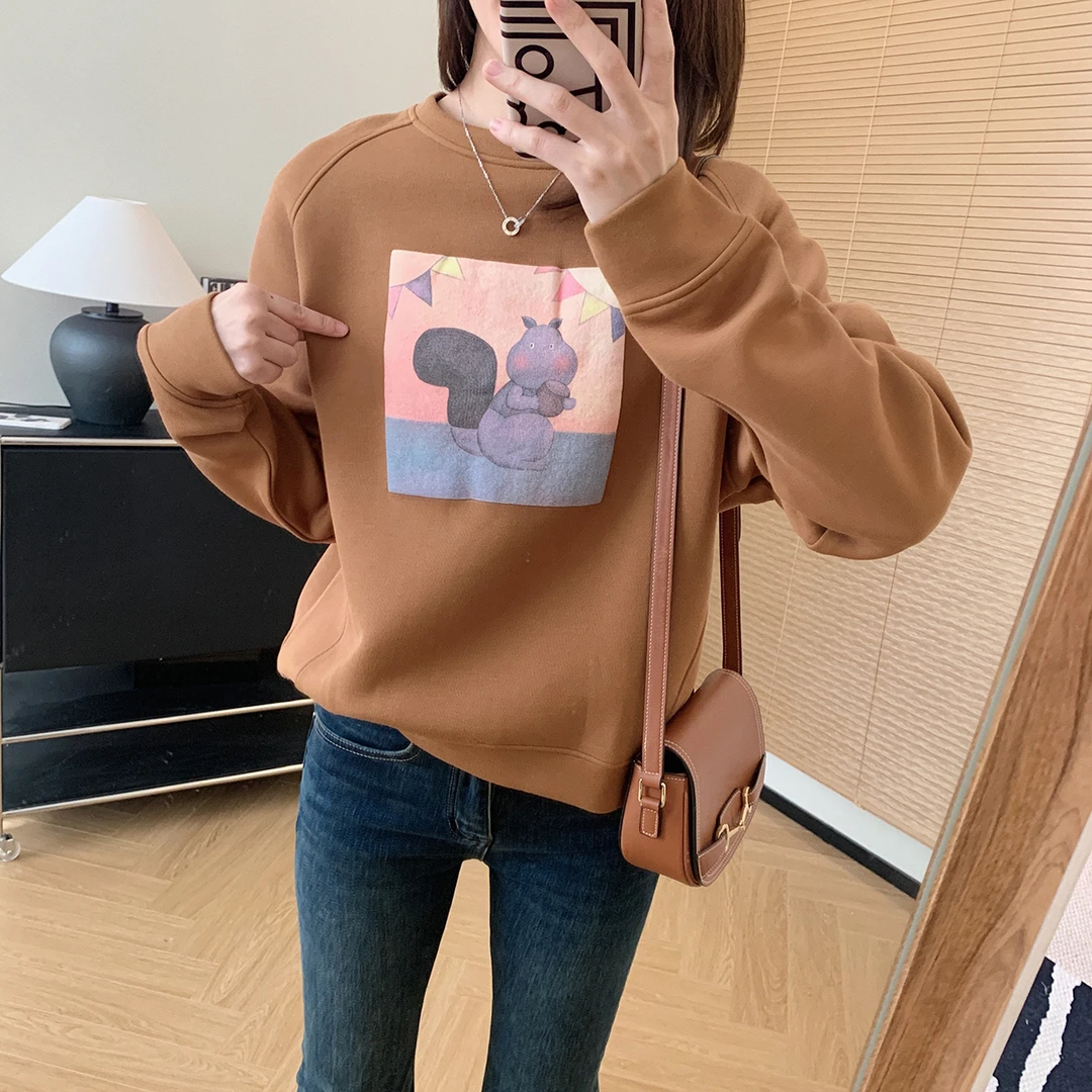 大叮自制 五明治有机棉！冬季宽松休闲套头动物印花卫衣 S4607