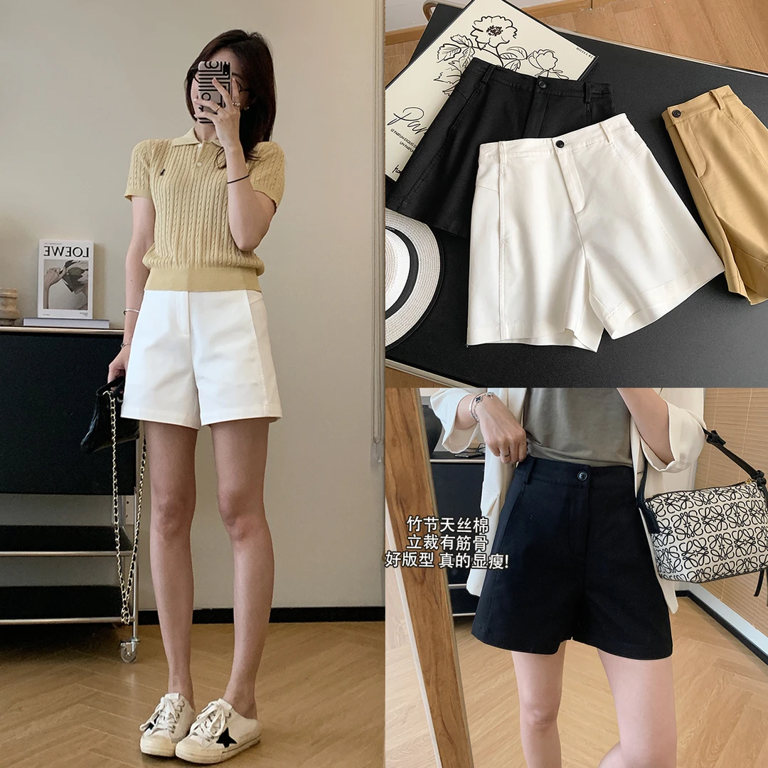 大叮自制清仓【轻薄骨感】竹节天丝棉A字小个子阔腿休闲短裤！K1659