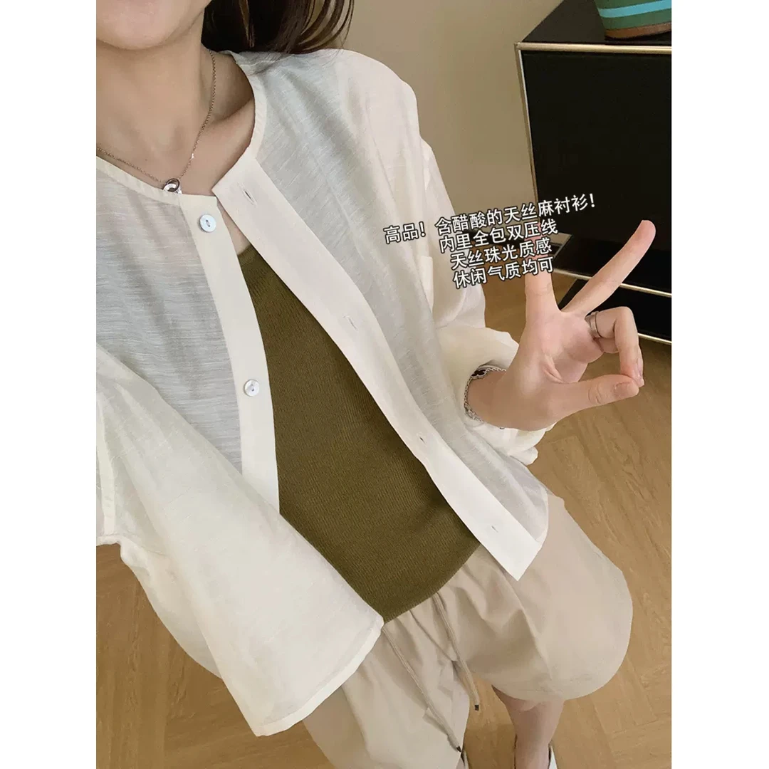 大叮自制清仓！【纸片人小衫】莱赛尔醋酸简廓形防晒短款外套！S5064