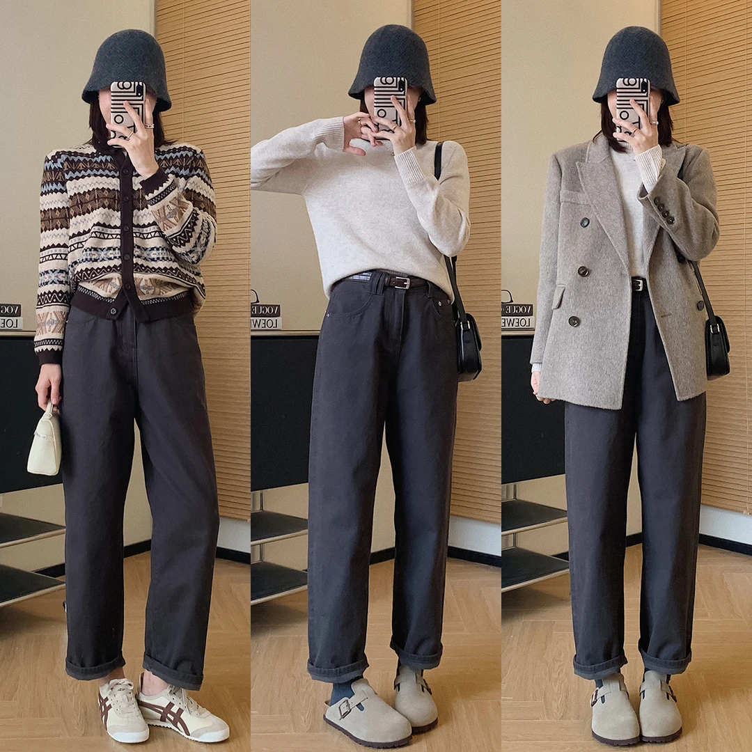 大叮自制  清仓！宽松显瘦加厚抓毛休闲牛仔裤  K1473