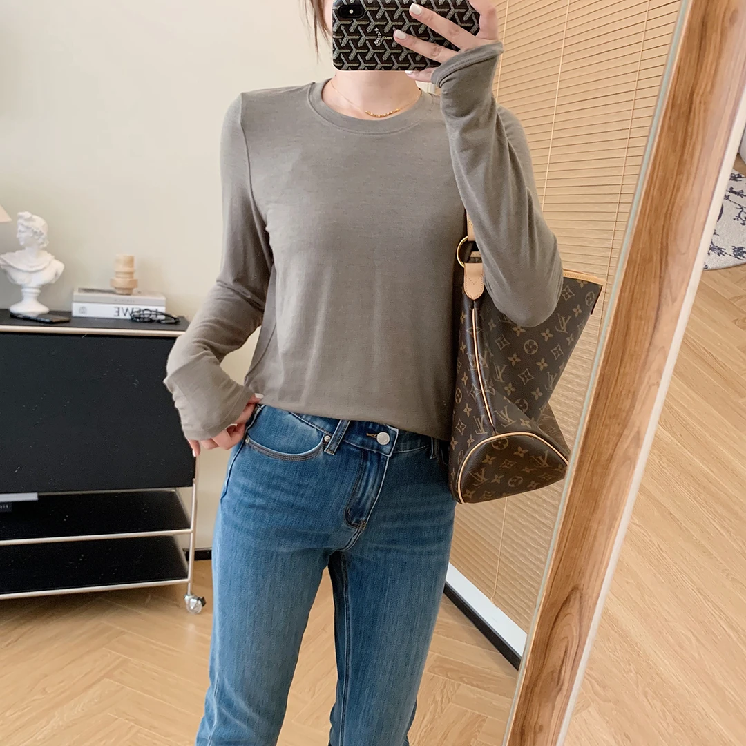 大叮自制清仓！经典百搭基础舒适圆领长袖打底衫！S5289