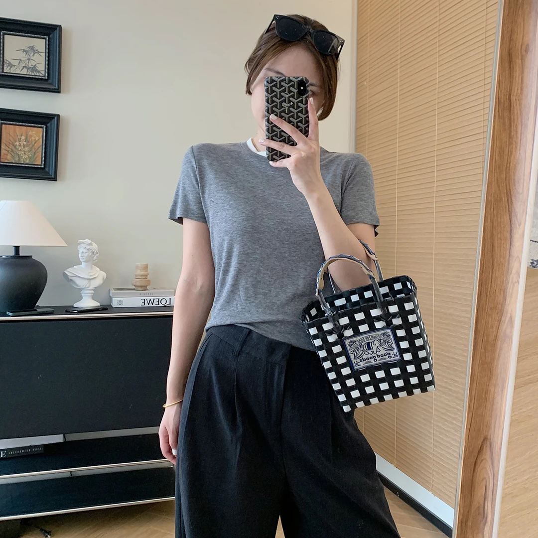 大叮自制清仓【现货福利】高弹天si羊毛撞色拼接假两件短袖！S5266