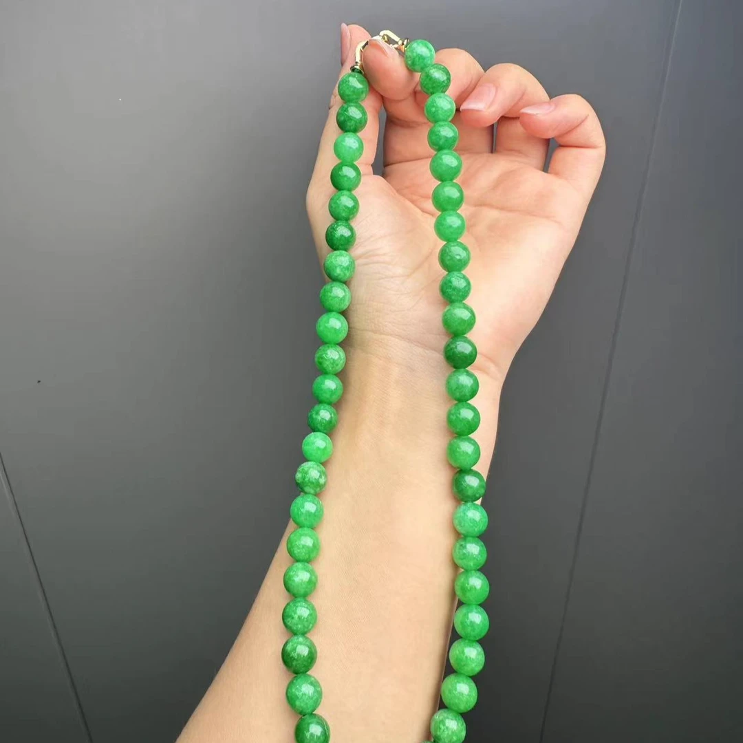 翡翠10mm阳绿项链翡翠