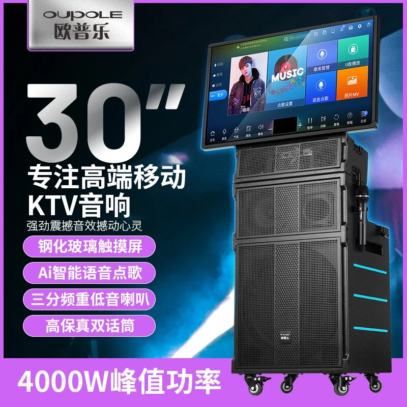 OUPOLE/欧普乐户外K歌音响广场舞音箱带大显示屏幕一体机功率音量