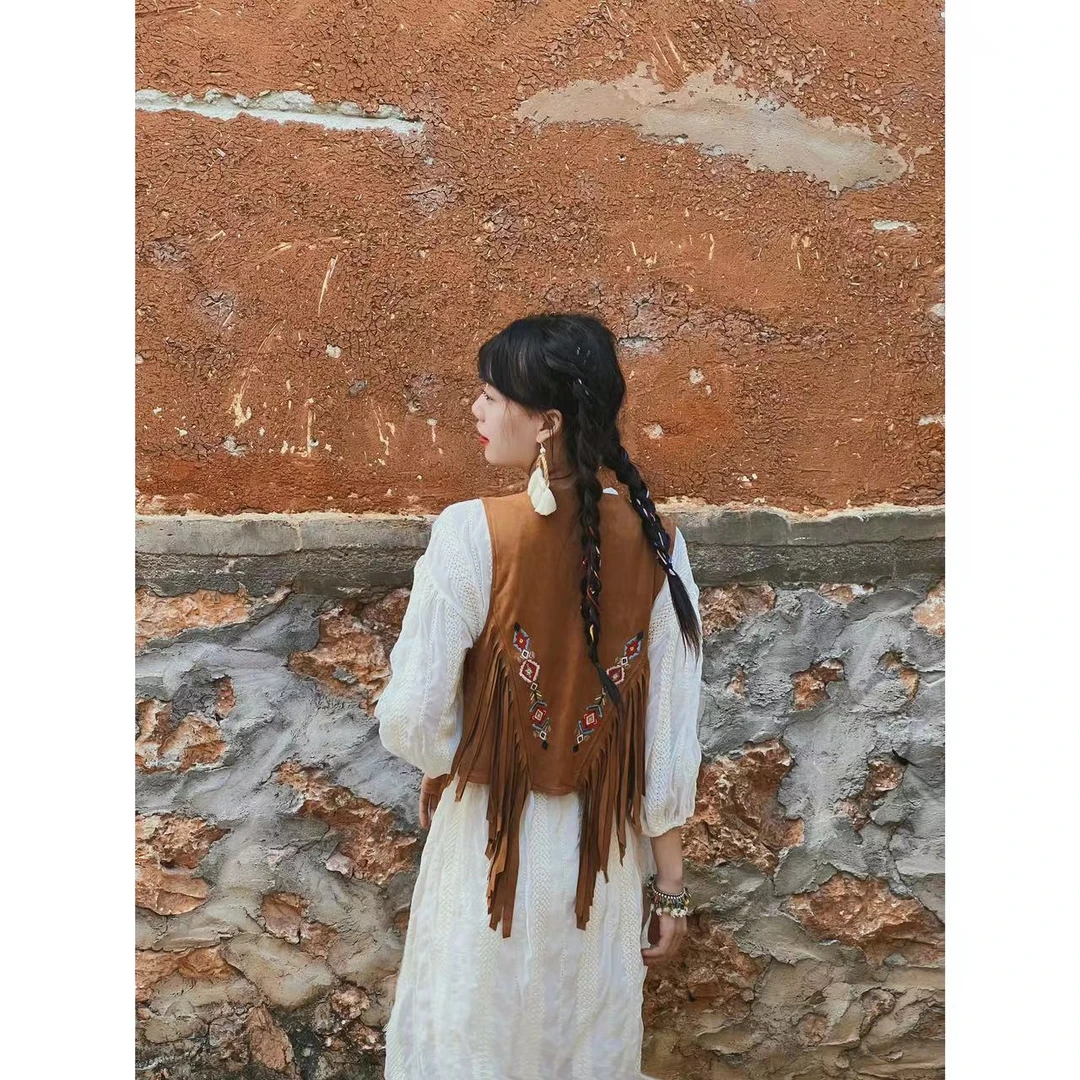 好好搭配～民族风波西米亚重工刺绣流苏马甲上衣开衫